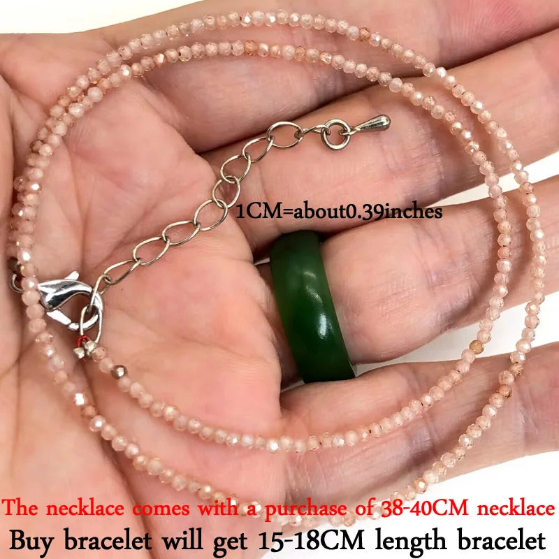 2024 New Boho 2mm Natural Stone Crystal quartz Necklace Bracelet Small Chain Ladies Fashion Accessories Charm Jewelry Accessorie