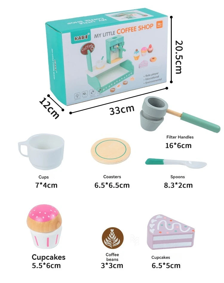 Kid Wooden Kitchen Pretend Play Toy Simulation Wooden Coffee Machine Juicer Toaster Machine Mixer Early Learning Educational