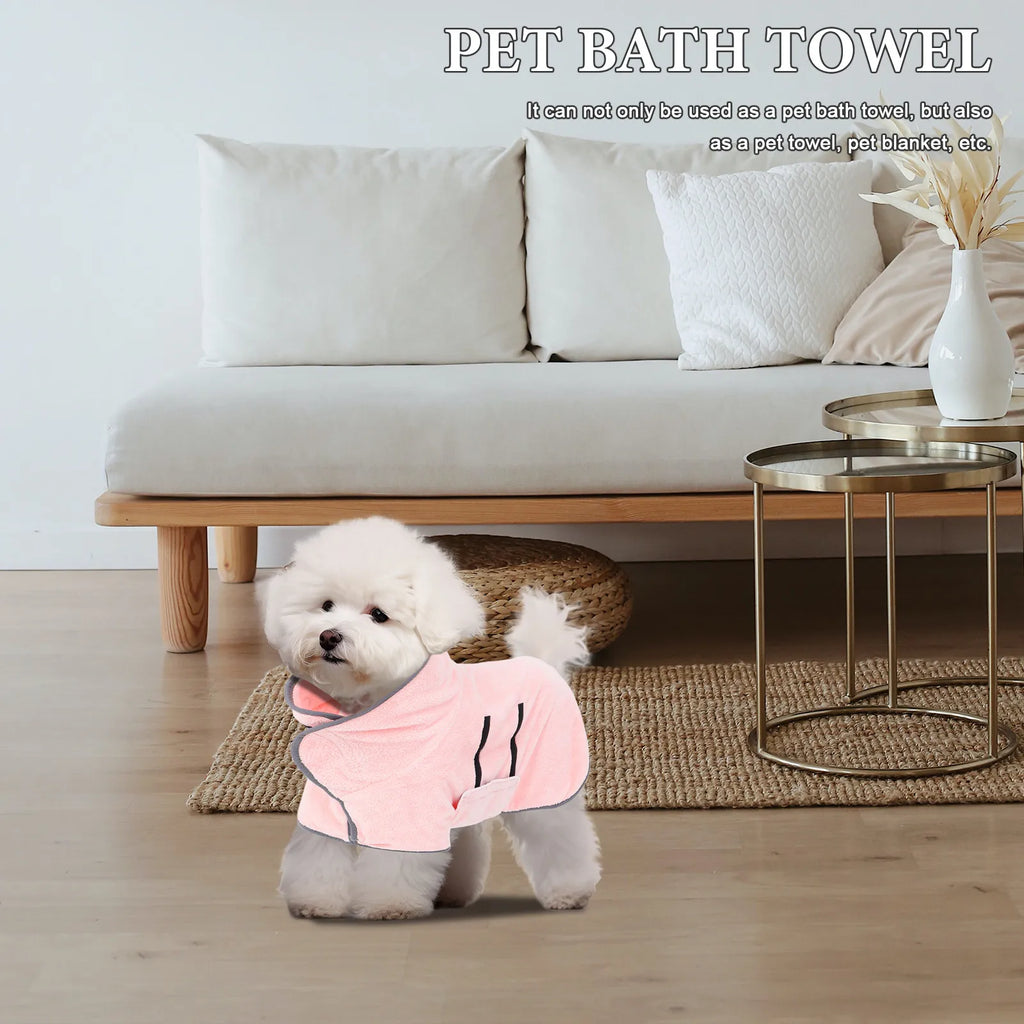Super Absorbent Pet Bathrobe Dry Dog Towel for Grooming Bathing Quick Drying Dog Robe Super Absorbent Pet Bathrobe