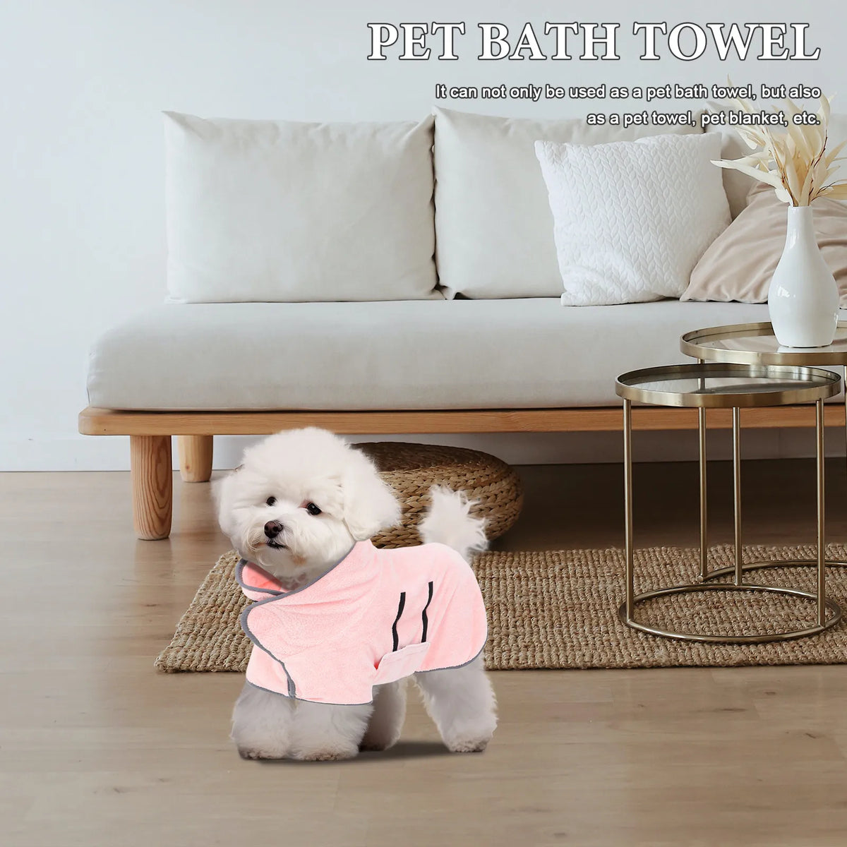 Super Absorbent Pet Bathrobe Dry Dog Towel for Grooming Bathing Quick Drying Dog Robe Super Absorbent Pet Bathrobe
