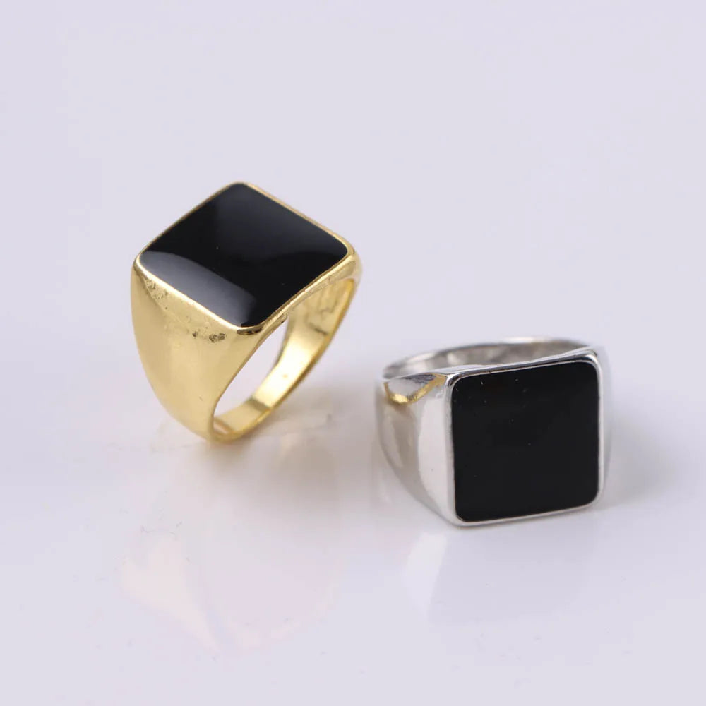 10/20/30/50Pcs/Lot Classic Fashion Black Square Ring For Men Women Mix Color Jewelry Party Gifts Wholesale