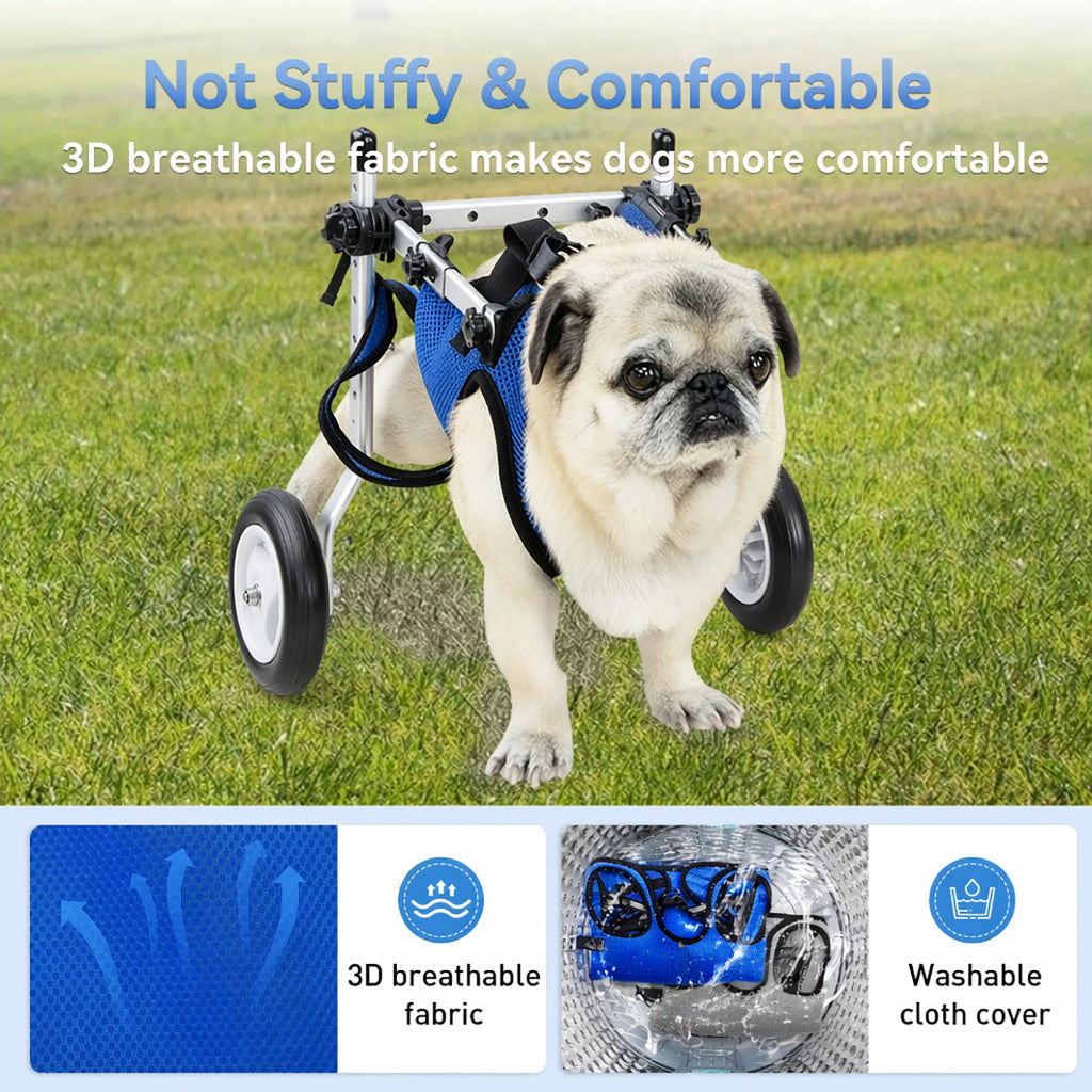 Pet Hind Leg Rehabilitation Assistance Harness and Traction Set, Mobility Aid Wheelchair for Disabled Pets with Traction Rope, Silicone Water Bowl and Waste Bag Combo, Total Traction Rope Length 96.8inch Cm, Suitable for Smal