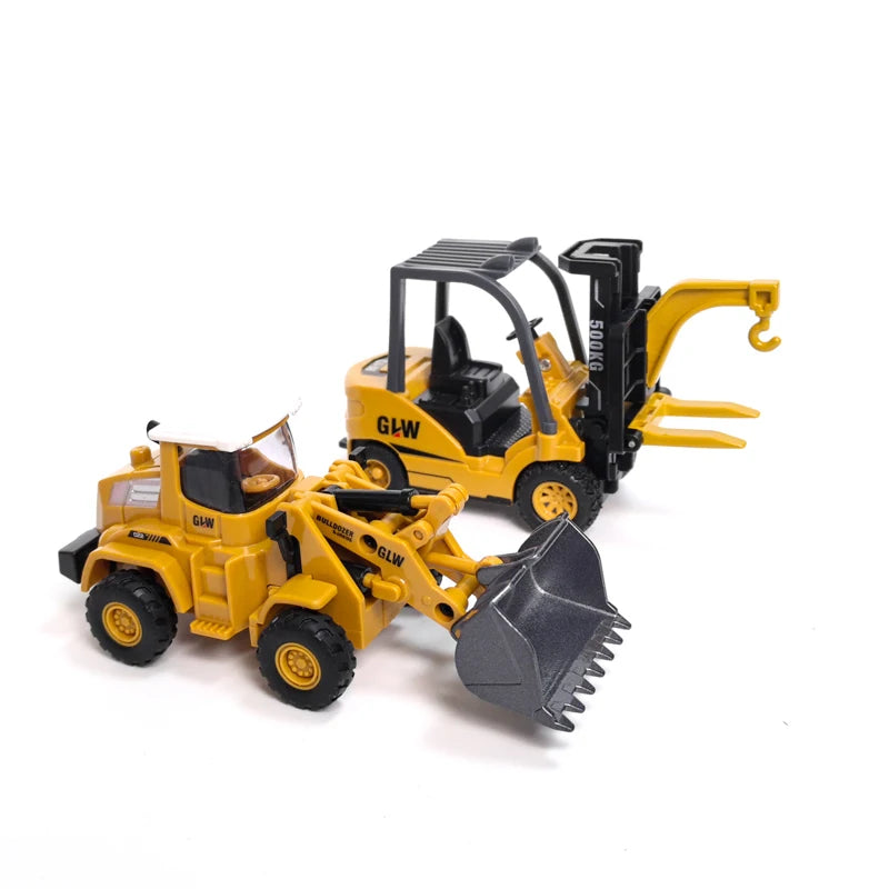 Engineering Diecast Tower Crane Forklift Bulldozer Excavator Vehicle Model Toys for Boys Alloy+Plastic Tractor Inertial Driving