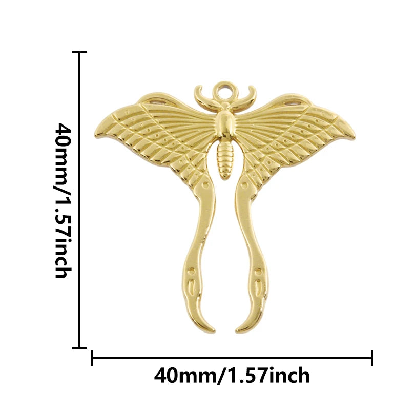 5pcs Stainless Steel Bee Spider Cicada Butterfly Dragonfly Flower Tree Grass Pendants Insects Charms Jewelry Making Accessories