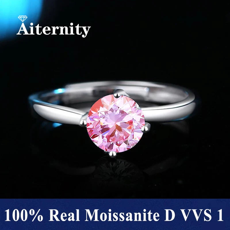 100% Real Moissanite Ring D VVS1 Pass Diamond Test Pen Adjustable Size S925 Sliver GRA Certificate Wedding Rings for Women