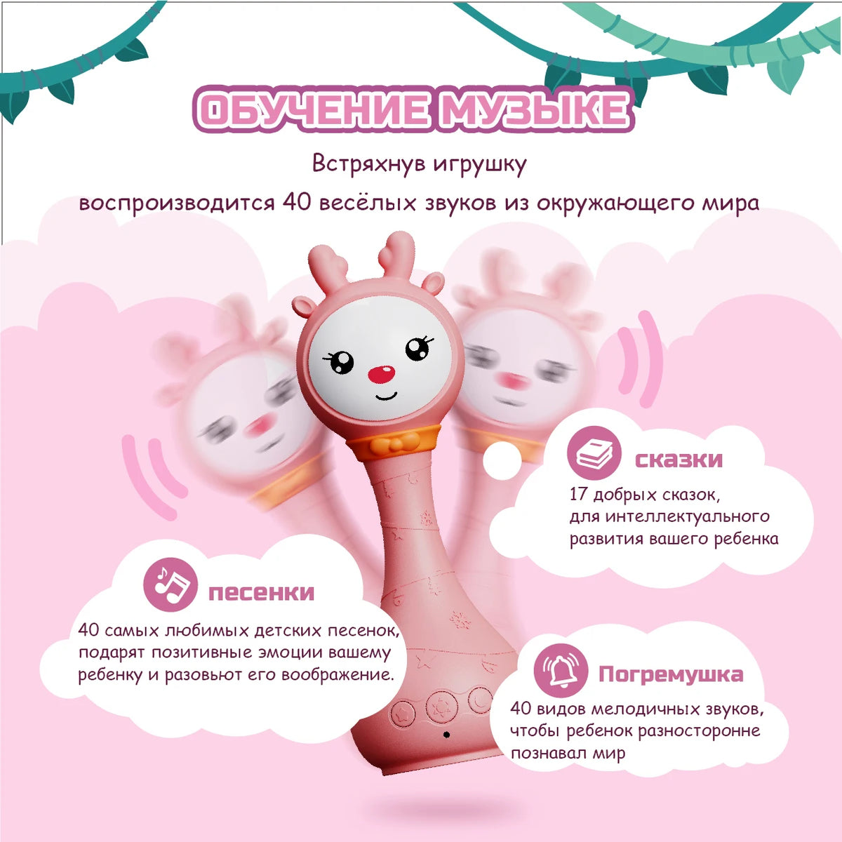 Baby Music Teether Rattle Toy for Child 0-24 Education Mobile Kids Bed Bell Newborn Stroller Crib Infant Pacifier Tear