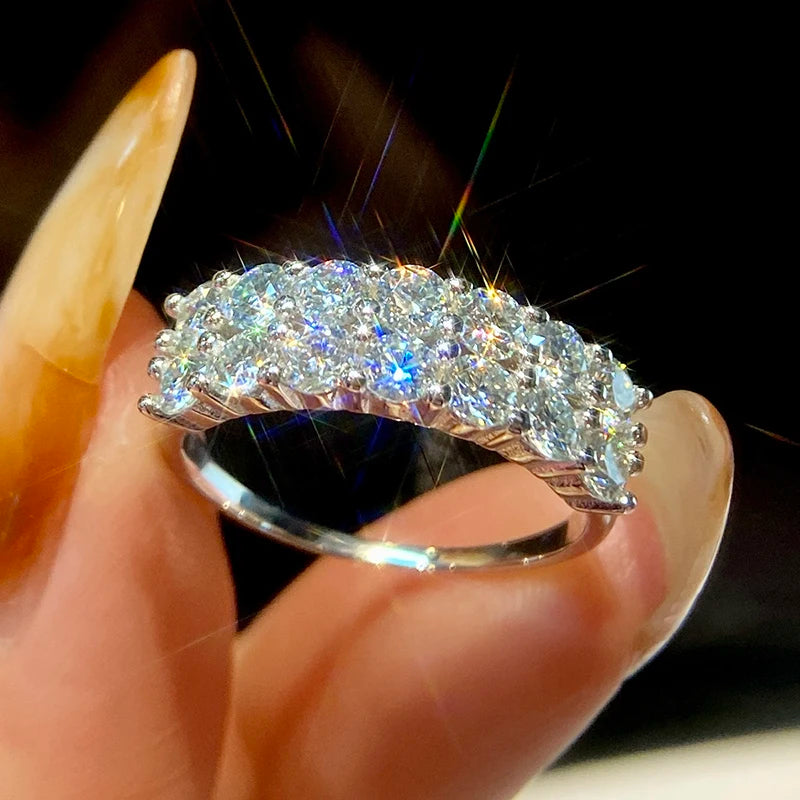 Luxury 1.4ct D Color Moissanite Diamond Ring for Women Real 925 Sterling Sliver Wedding Engagement Eternity Band Jewelry New