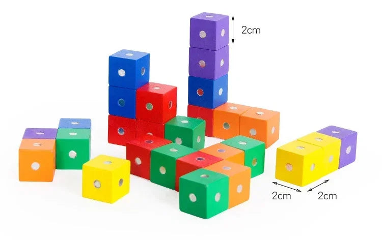 2*2*2cm Square Cube Rainbow Blocks Building Assembling Blocks Wooden Toys for Gift