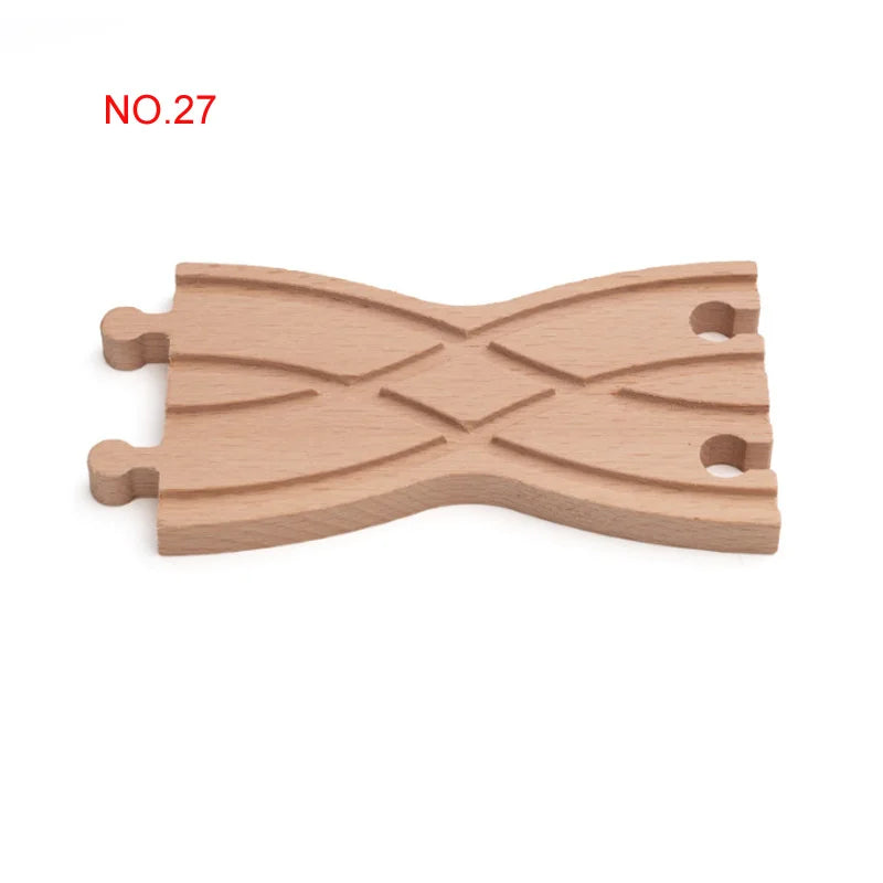 New Wooden Railway Track All Kinds Fork Rail Bifurcation Beech Wood Track Accessories Fit for Thomos Wooden Train Tracks Toy