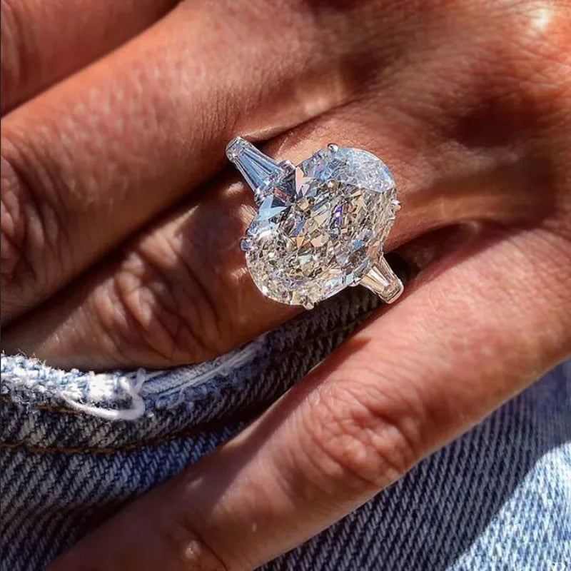 Luxury Oval 8ct Lab Diamond Ring 925 sterling silver Jewelry Engagement Wedding band Rings for Women Men Party accessory