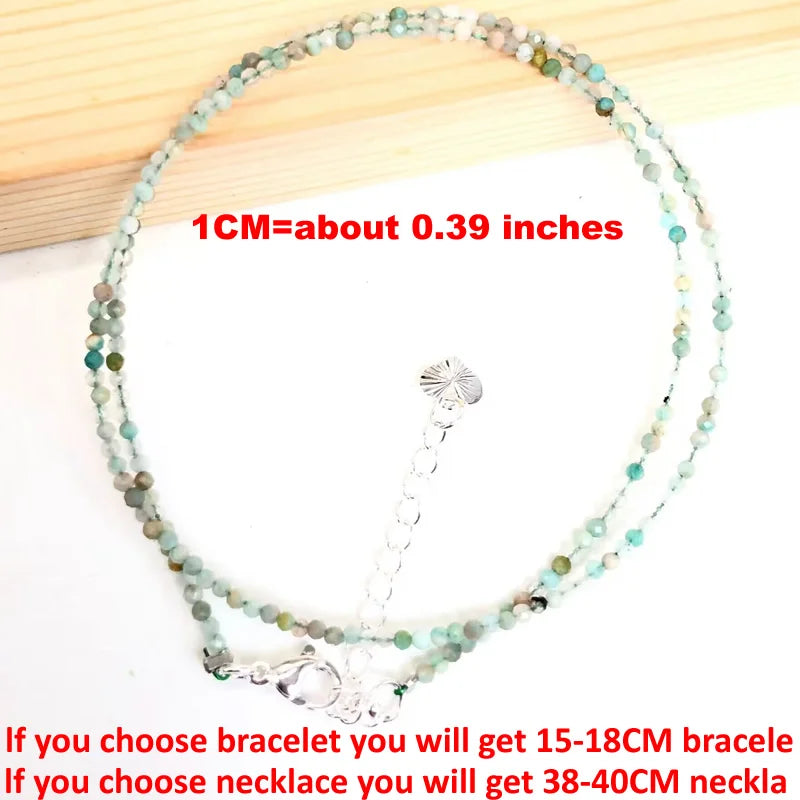 Natural Semi-precious Stone Necklaces for Women and Men Cut Angle 2mm Beads Crystal Necklace Bracelet Gem Zircon Agate Jewelry