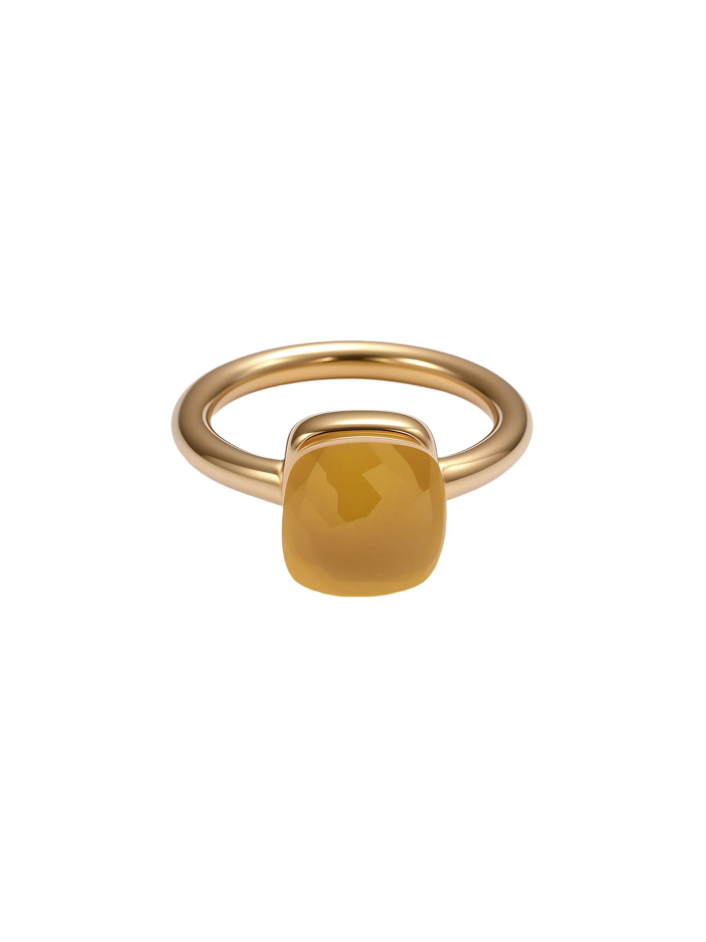 Colorful Crystal Nude Ring for Women 18K Gold Plated Stainless Steel Candy Color Square Stone Statement Rings Jewelry Gift