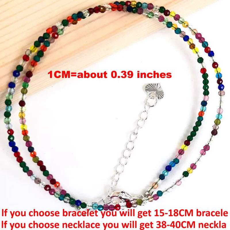Natural Semi-precious Stone Necklaces for Women and Men Cut Angle 2mm Beads Crystal Necklace Bracelet Gem Zircon Agate Jewelry