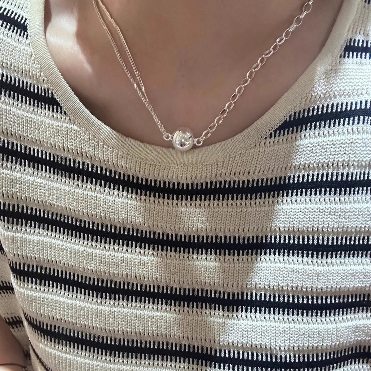 925 Sterling Silver Necklace Black Beads Square Irregular Punk Geometric for Women Girl Jewelry Gift Dropshipping Wholesale