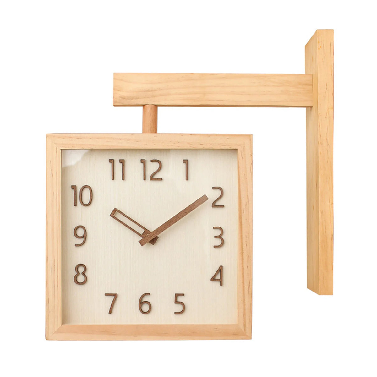 Corner Clock Double Sided Corner Clock  Decorative Silent Wooden Simple Battery Powered for Home  for Living Room