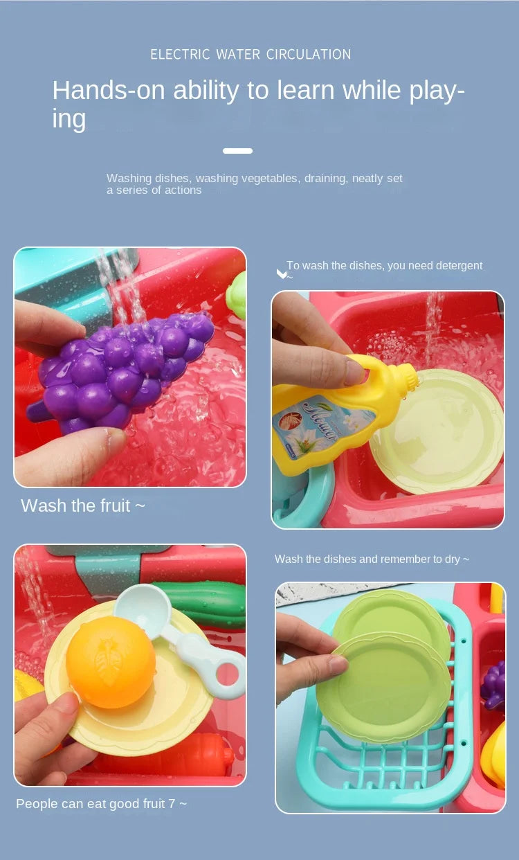 Kitchen Toy Plastic Dish Wash Sink Set Children Simulation Pretend Role Play Housework Kit Early Educational Toys for Children