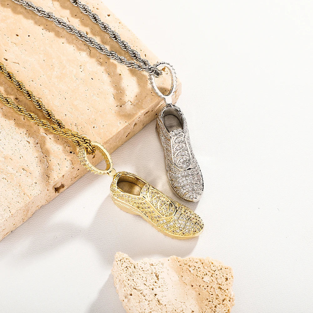 TOPGRILLZ New Shoe Model Pendant Hip Hop Men Women Pendant Sparkling Ice Crystal Zircon Necklace Fashion Charm