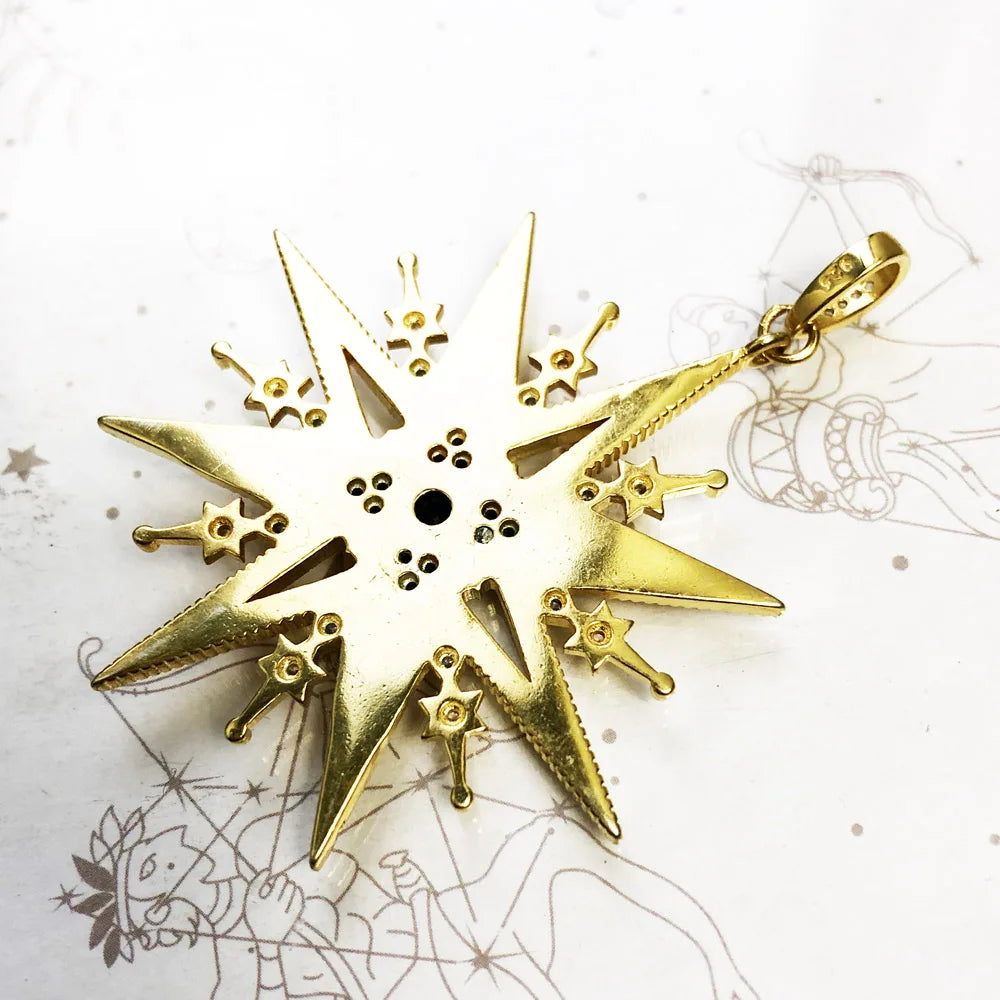 Pendant Sun Star CZ Pave Summer Winter New 925 Sterling Silver Fine Jewelry Europe Style Accessories Gift For Men Woman
