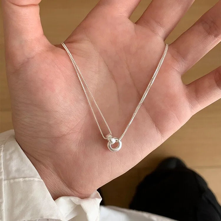 925 Sterling Silver Necklace Black Beads Square Irregular Punk Geometric for Women Girl Jewelry Gift Dropshipping Wholesale