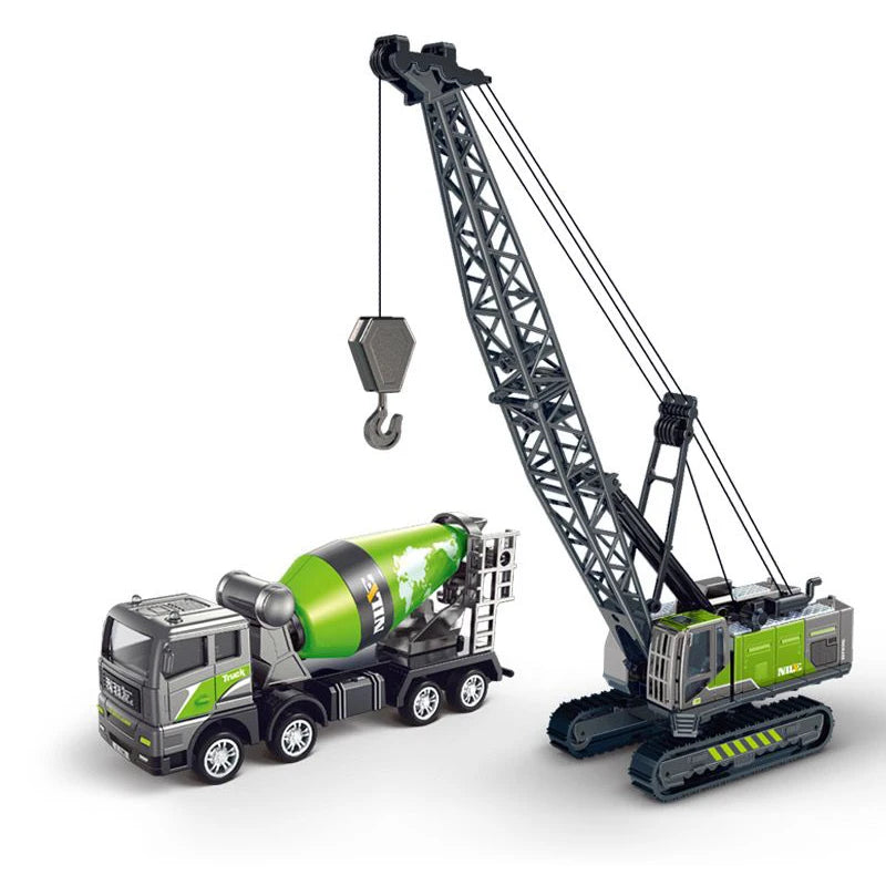 Engineering Diecast Tower Crane Forklift Bulldozer Excavator Vehicle Model Toys for Boys Alloy+Plastic Tractor Inertial Driving