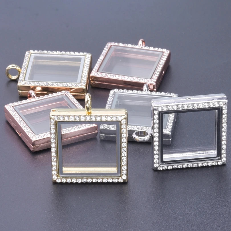 10Pcs/Lot Openable Round Living Reliquary Picture Locket Pendant Glass Floating Cremation Urn Medaillon Colgantes Jewelry Making