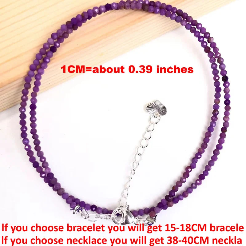 Natural Semi-precious Stone Necklaces for Women and Men Cut Angle 2mm Beads Crystal Necklace Bracelet Gem Zircon Agate Jewelry
