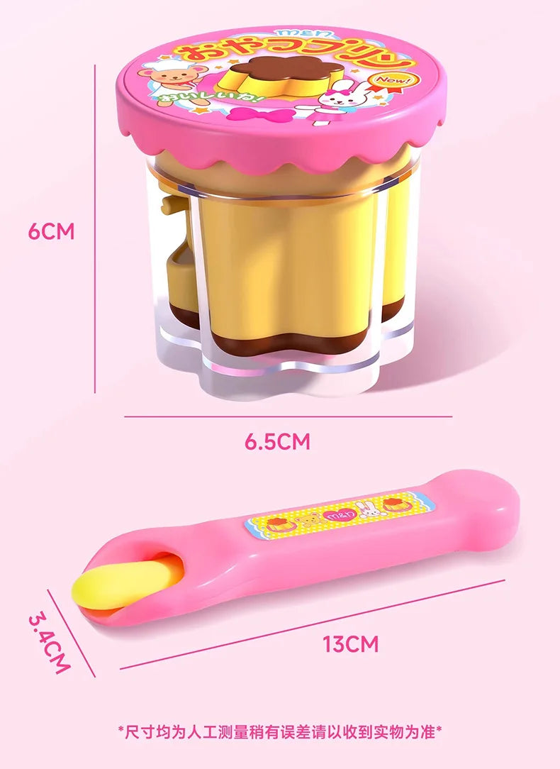 2025 New Food Pudding Feeding Toy Desktop Ornament Cute Pink Jelly Strawberry Pudding Set Ornaments Models For Kids Girls