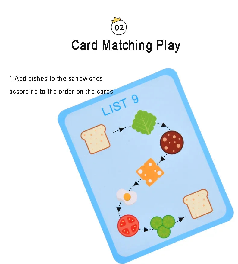 Children Pretend Play Kitchen Wooden  Toys Hamburger Sandwich Simulation Food Matching Games Montessori Educational Stacking Toy
