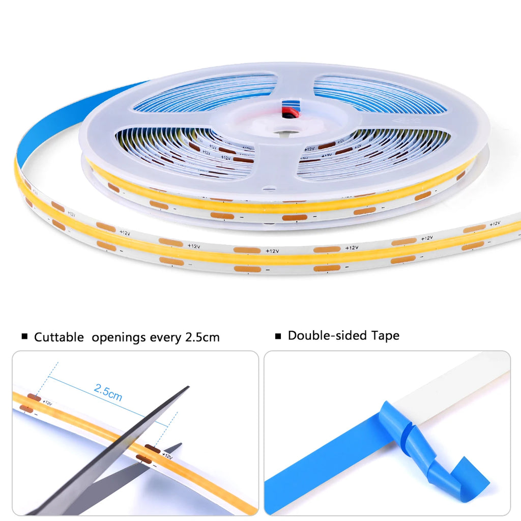 1-6pcs COB LED Strip Light Under Cabinet Collection Display Touch Dimmer Bookcase Wardrobe Motion Sensor Penet Wood Closet Lamp