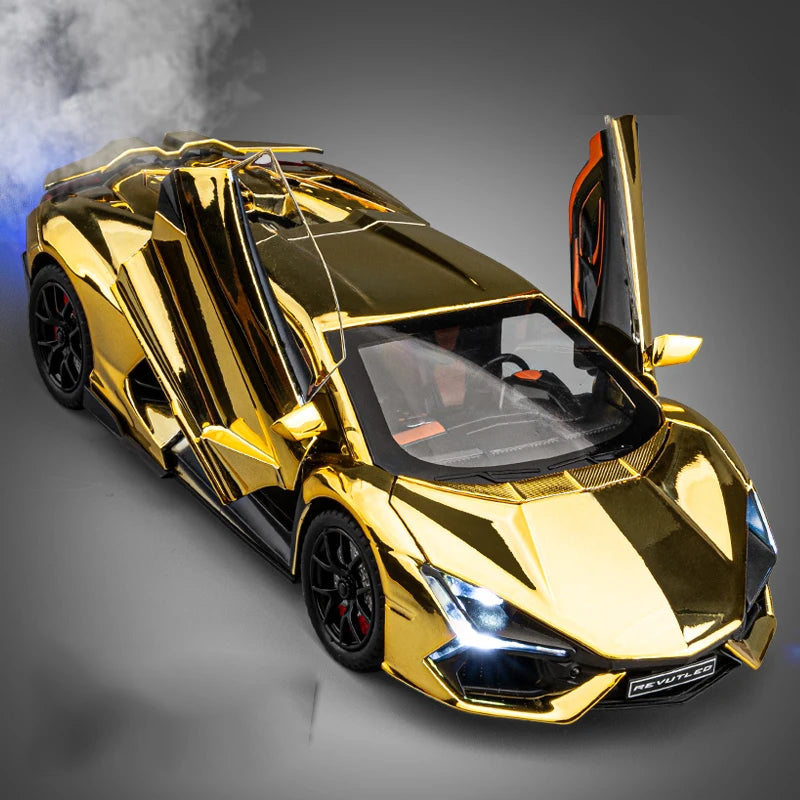 1:24 Lamborghini Revuelto Spray Plating Version With Water Spray, Fog Effect Realistic Simulation Alloy Model Boy Gift