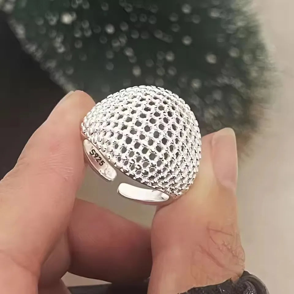 Sam Panda 925 Sterling Silver Mask Ring For Women Gift Frosting Vintage Irregular Personality Punk Jewelry Dropshipping