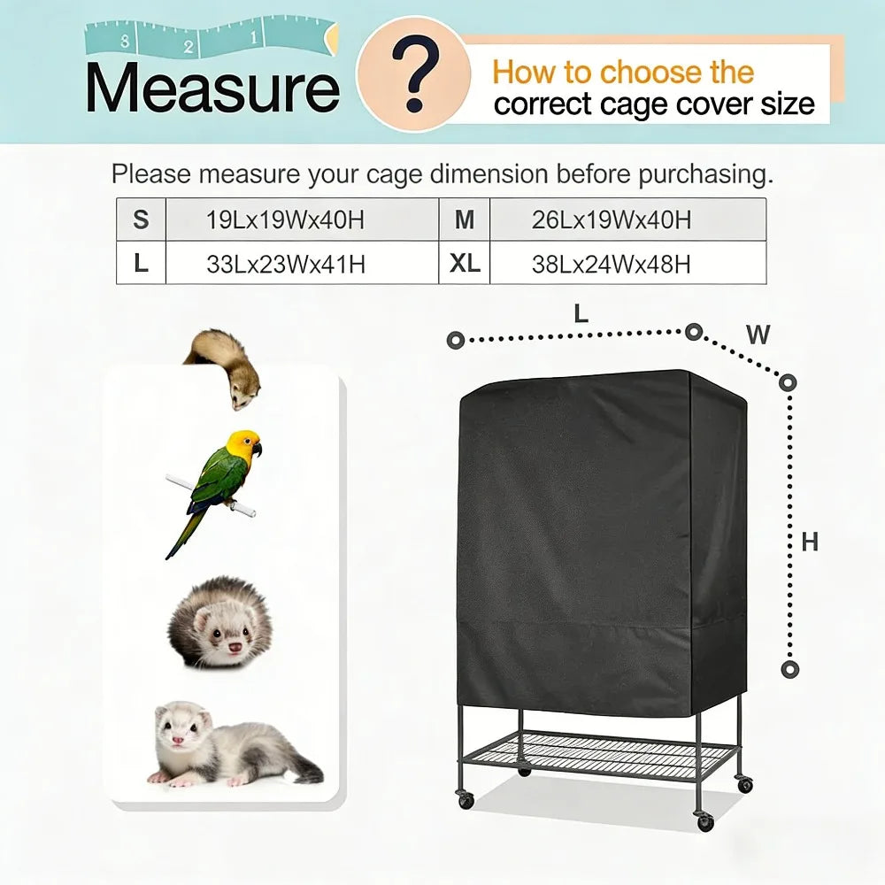 Light-Blocking & Ventilated Oxford Cloth Bird Cage Cover - Waterproof Dustproof, Night Pet Bird Cage Shield