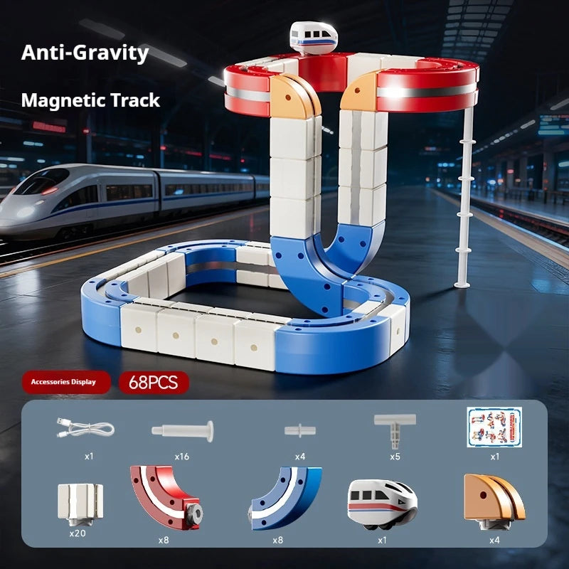 High-Speed Electric Train Set for Kids Magnetic Assembly DIY Educational Gravity-Defying Track Model Car Playset