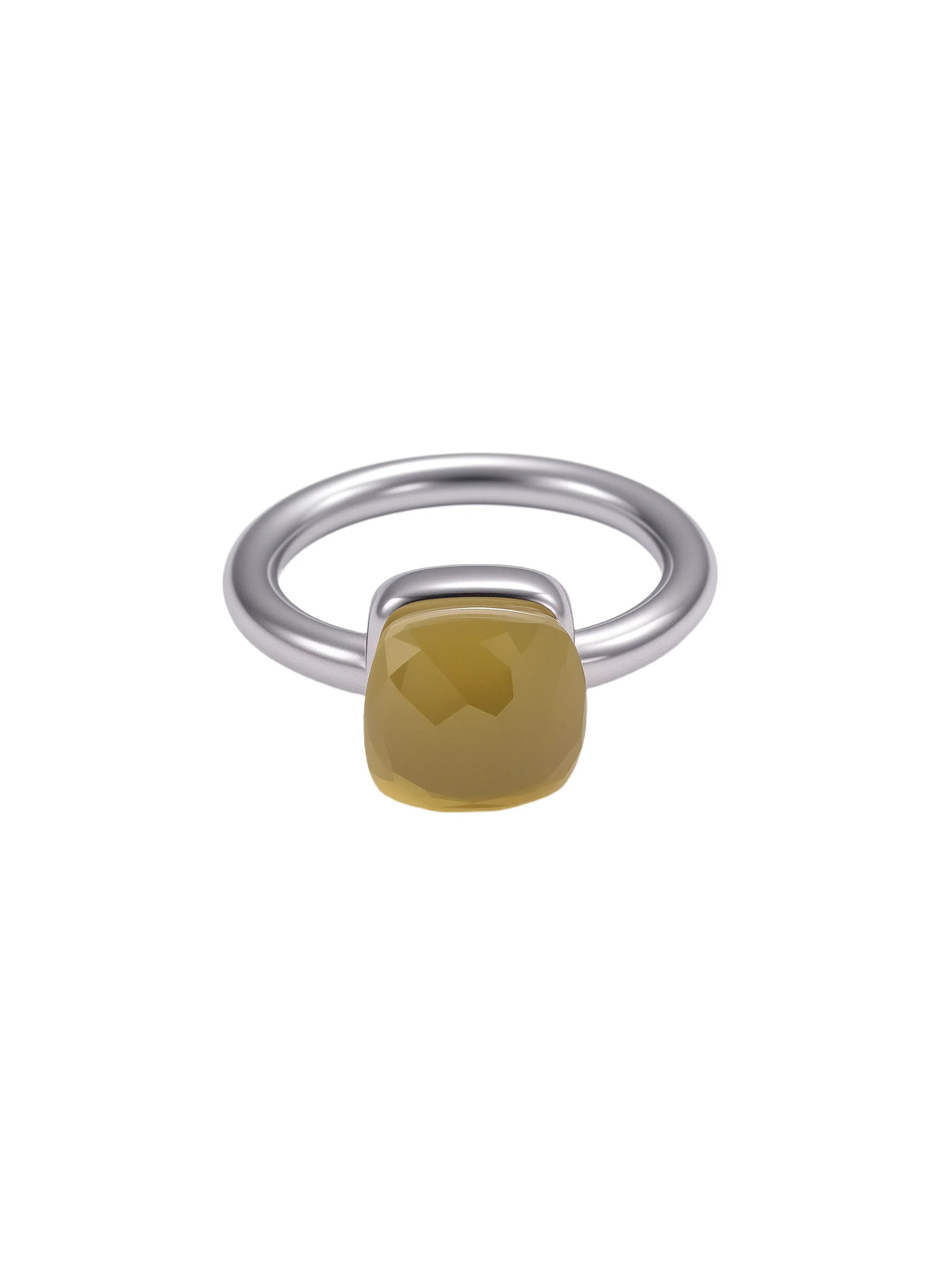 Colorful Crystal Nude Ring for Women 18K Gold Plated Stainless Steel Candy Color Square Stone Statement Rings Jewelry Gift