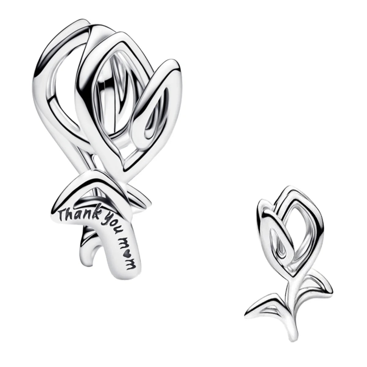 Hot Sales 925 Sterling Silver Pink Flower heart Ear Stud Ring Pendant Bead fit DIY Women's Bracelets Necklaces Jewelry Gifts