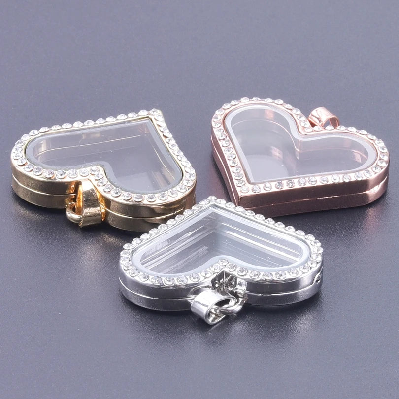 10Pcs/Lot Openable Round Living Reliquary Picture Locket Pendant Glass Floating Cremation Urn Medaillon Colgantes Jewelry Making