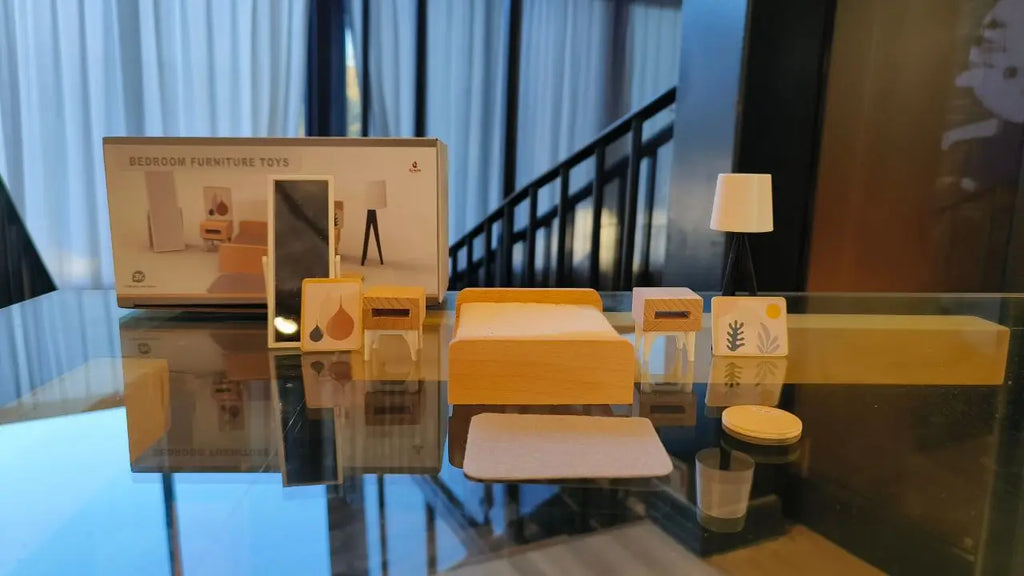 Wooden Play House Toy Set Mini Dollhouse Simulated Furniture Decoration Set Bedroom Kitchen Items Table And Chairs Accessorie