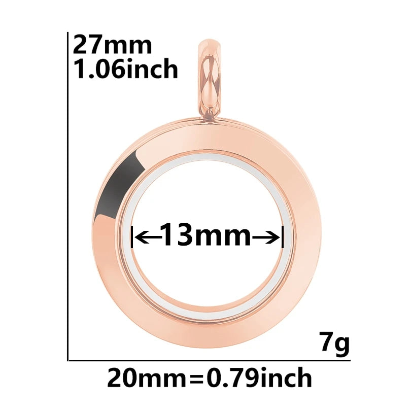 5Pcs 20-40mm Stainless Steel Glass Memory Cremation Urn Locket Pendant Openable Round Reliquary Photo Medaillon Colgantes