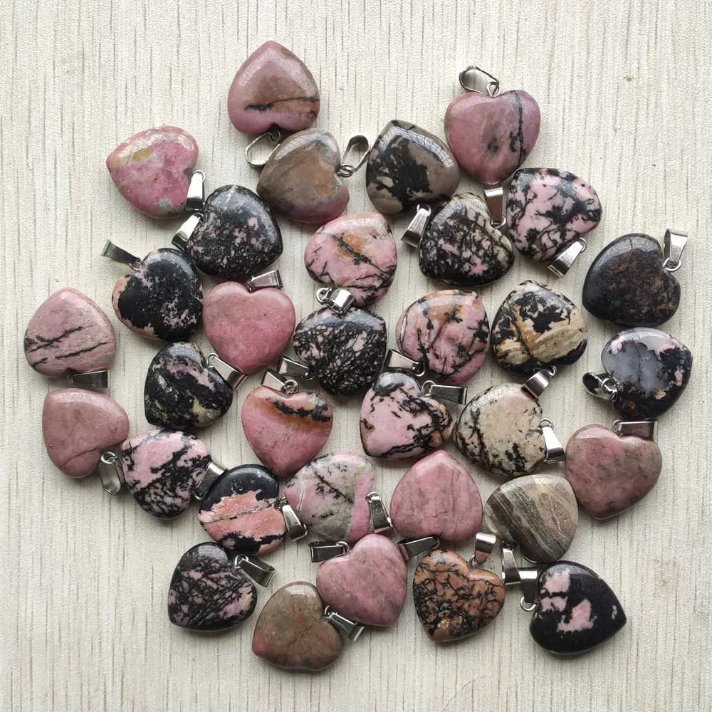 Wholesale 50pcs/lot Assorted Heart Natural Stone Charms Fashion Pendants 20mm for Jewelry Accessories Making Good Quality