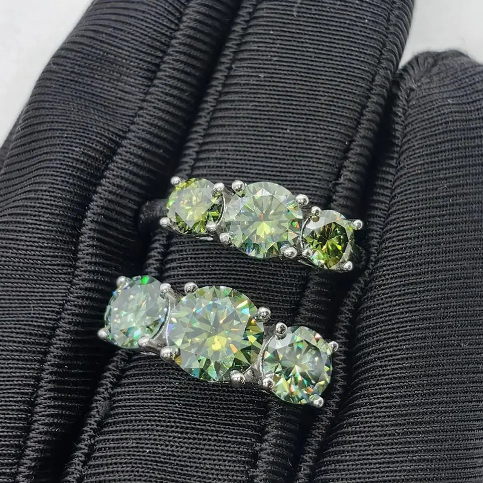 JoyceJelly S925 Sterling Silver Colors Moissanite Ring 2CT 4CT Total Full Moissanite Diamond Jewelry For Wedding Engagement Gift