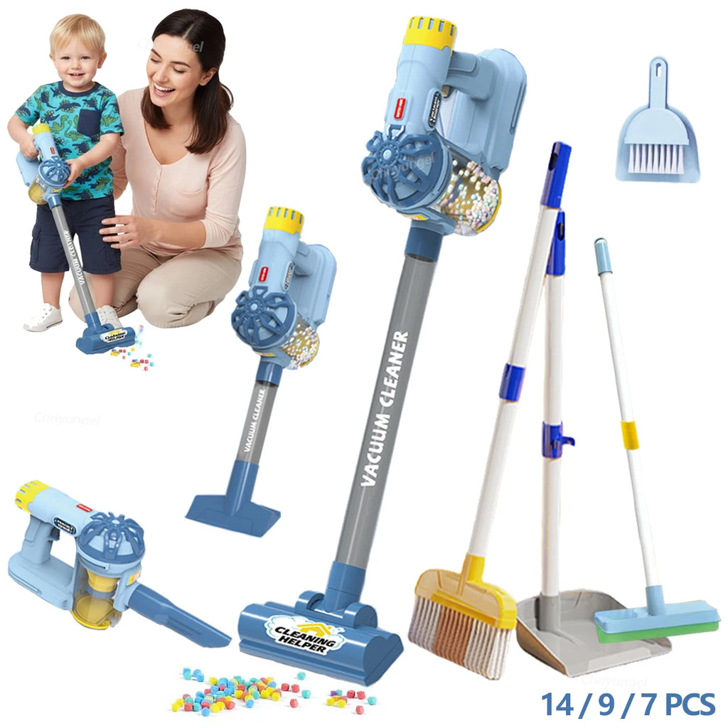 Kids Vacuum Cleaner Toy Electric Realistic Pretend Play Housekeeping Cleaning Set for Toddlers Educational Gift for Boys Girls