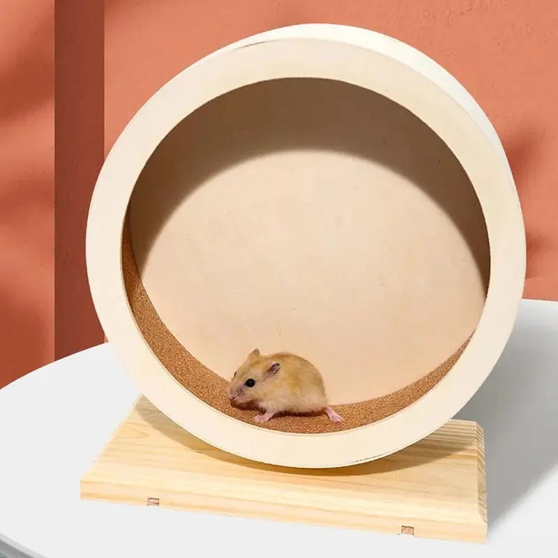Mute Wooden Hamster Silent Running Wheel With Cork Pad Bracket