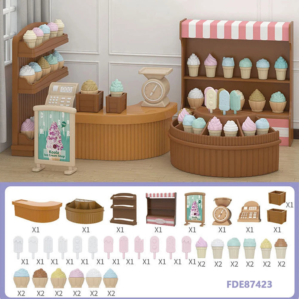 1/12 Dollhouse Furniture Living Bedroom Kitchen Bathroom Set Forest Animal Family Miniature Simulation Doll Accessories DIY Toy