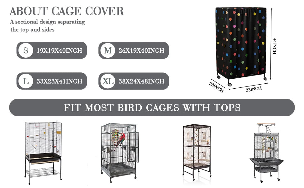 Nighttime Bird Cage Cover with Zipper Panel Blackout Birdcage for Winter Universal Breathable Good Night Enclosure for Bird