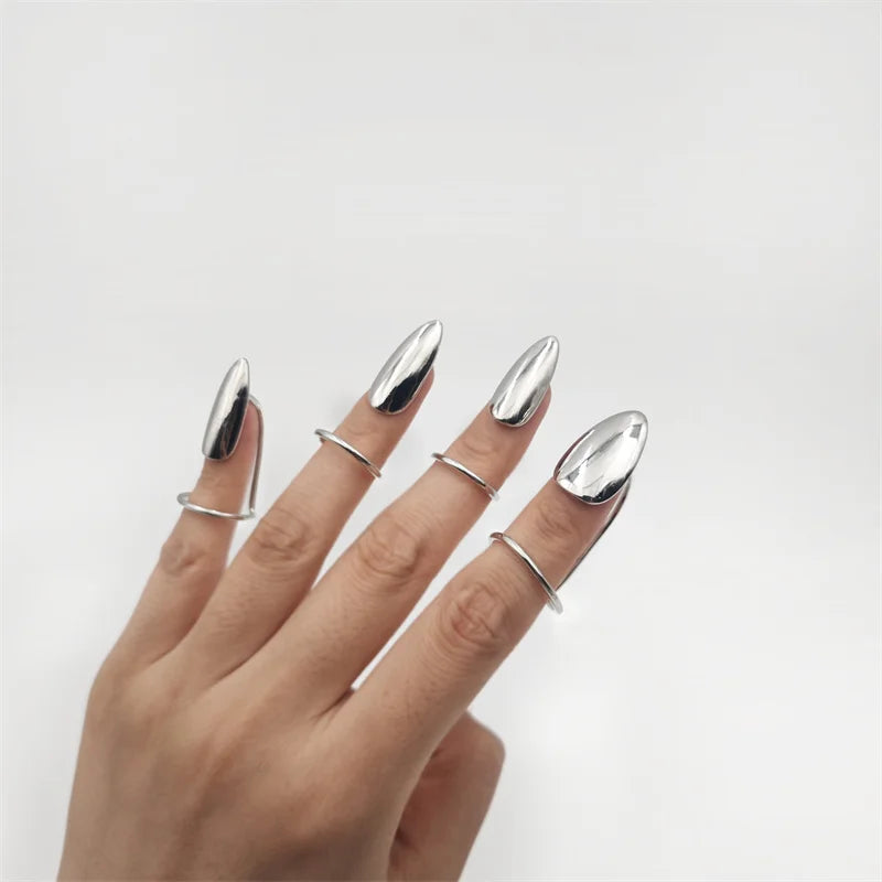 Gothic Cyberpunk Hip-pop Cosplay Ring Unisex Opening Adjustable Nail Rings Alloy Wearing Manicures 5Pcs/Set Jewelry Accessory