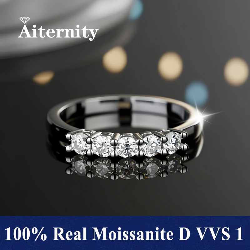100% Pass Diamond Tester Pen Moissanite Female Single Tail Ring Matching Wedding Diamond Band for Women 925 Sterling Silver Ring