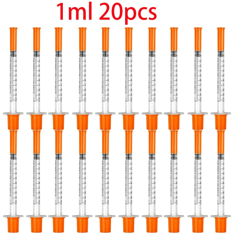 20 Pcs 0.5ml / 1ml Disposable Plastic Veterinary Syringes with Needle, For Pets & Farm Livestock Animals