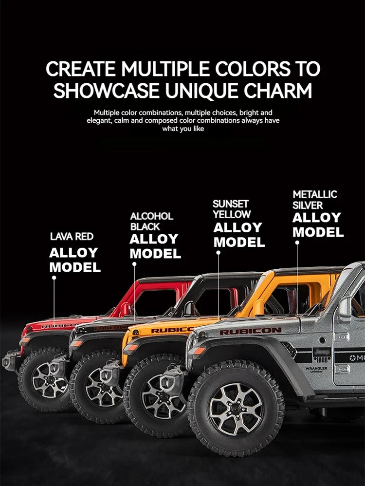 1:22 Model Wrangler Diecast Toy Car Model, Scale Metal Alloy Vehicle for Kids Boys Girls Adults, Doors Open,Gifts Gray