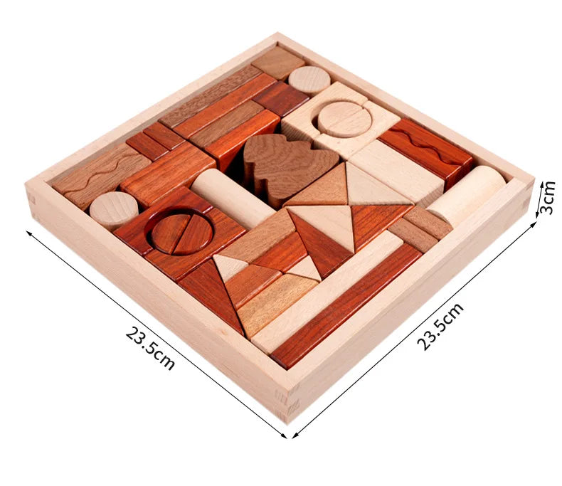 Kawaii 100Pcs Unpainted Beech Wooden Large Building Blocks Toddler Stacking Construction Preschool Educational Gift