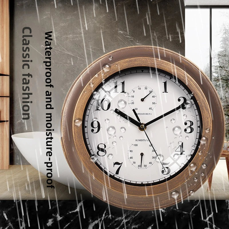 12 Inch Outdoor Waterproof Wall Clock Bathroom Kitchen Patio Shop Living Room Decorative Wall Clock Stylish Silent Wall Clock